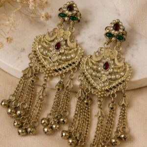 Antique Gold-Plated Chandbali Earrings