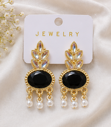 Elegant Gold-Plated Pearl Drop Stud Earrings - Image 3