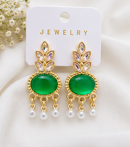 Elegant Gold-Plated Pearl Drop Stud Earrings - Image 7