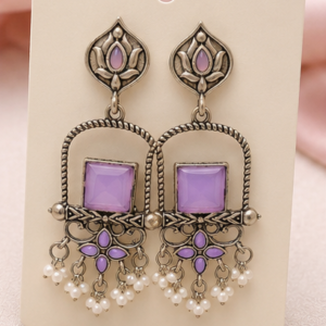 Oxidized Silver-Plated Pearl Drop Earrings
