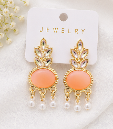 Elegant Gold-Plated Pearl Drop Stud Earrings - Image 5