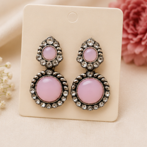 Elegant Oxidized Stone Stud