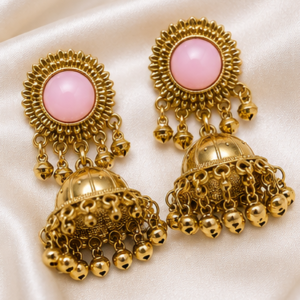 Ethnic Oxidised Gold-Plated Jhumka