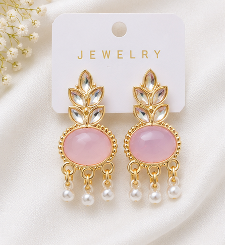 Elegant Gold-Plated Pearl Drop Stud Earrings - Image 4