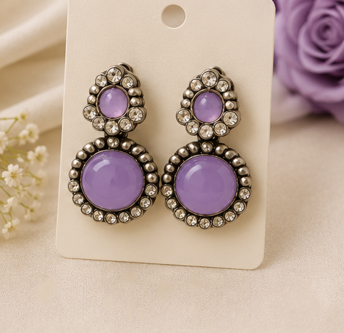 Elegant Oxidized Stone Stud - Image 2
