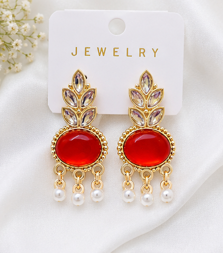 Elegant Gold-Plated Pearl Drop Stud Earrings - Image 6