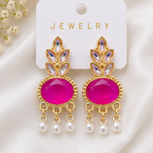 Elegant Gold-Plated Pearl Drop Stud Earrings