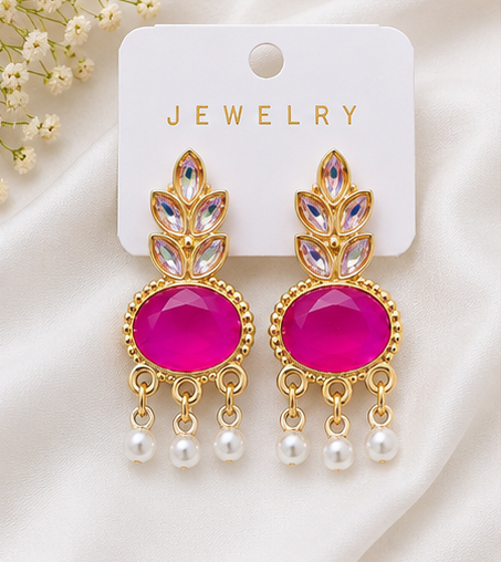 Elegant Gold-Plated Pearl Drop Stud Earrings