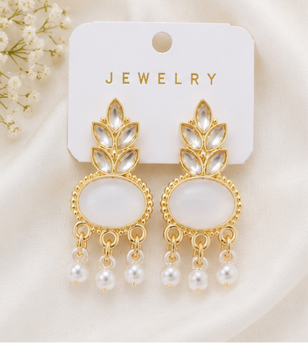 Elegant Gold-Plated Pearl Drop Stud Earrings - Image 9
