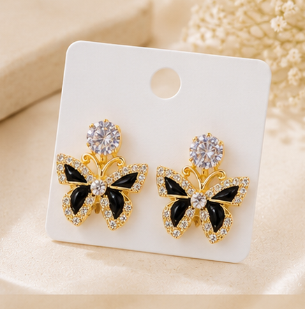 Women Gold Plated Butterfly Stud Earrings - Image 4