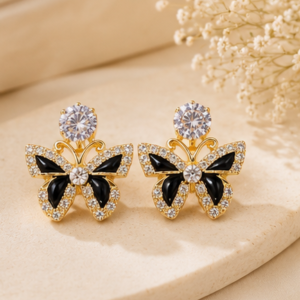 Women Gold Plated Butterfly Stud Earrings