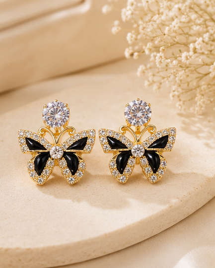 Women Gold Plated Butterfly Stud Earrings