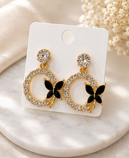 Gold Plated Butterfly Hoop Earrings for Women