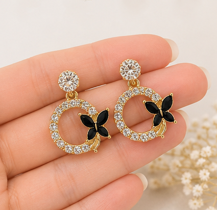 Gold Plated Butterfly Hoop Earrings for Women - Image 3