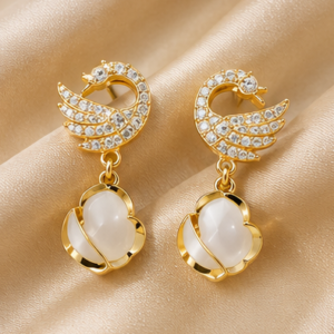 Gold Plated Peacock Drop Earrings for Women