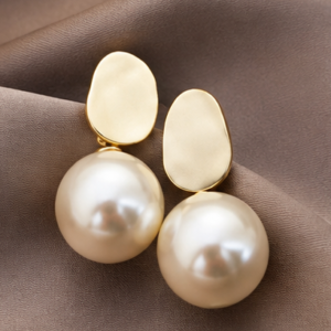 White Pearl Drop Earrings for Women – Oval Design